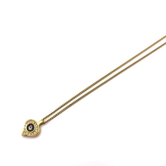 Authentic Christian Dior Vintage Rhinestone Crystal Round Necklace Gold Plated - Picture 3 of 11